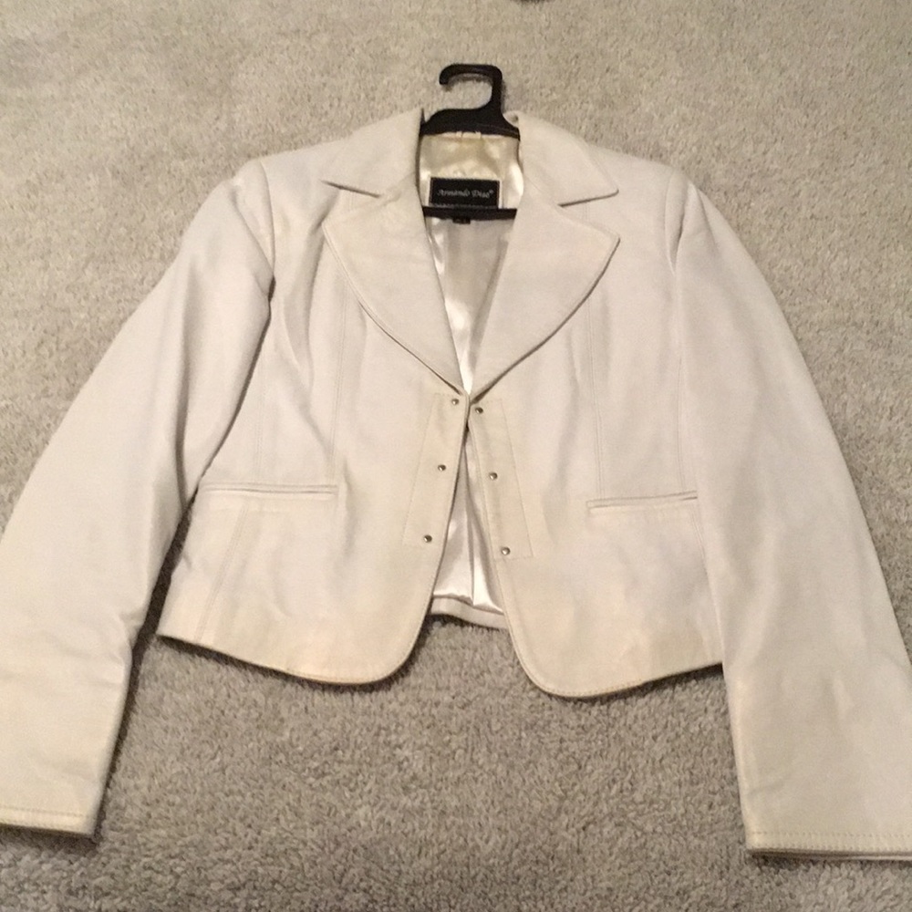 Pearly white leather jacket